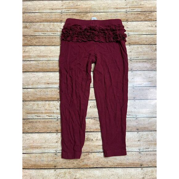 Posh Peanut Maroon Ribbed Ruffle Butt Leggings 3T/4T - Picture 2 of 4